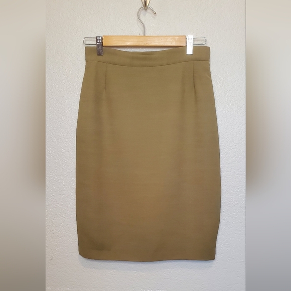 Byblos Silk Khaki Green Knee-Length Perfect Pencil Skirt Size 4 (42 EU) - Picture 5 of 5